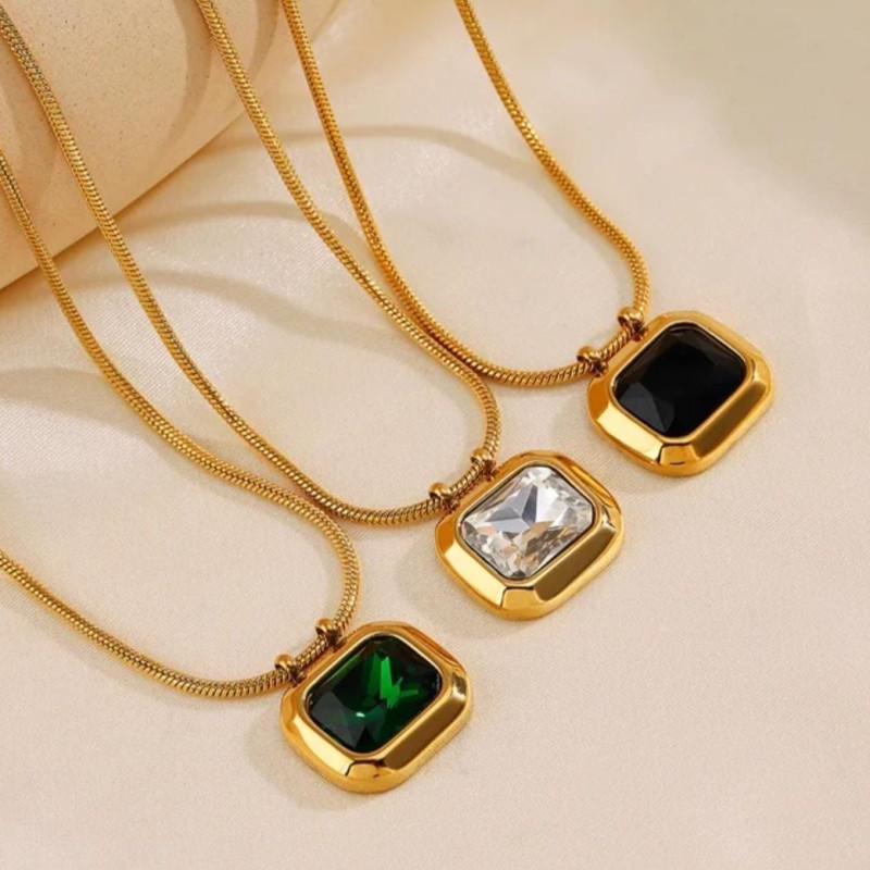 Green zircon stone necklace (Color Guarantee)
