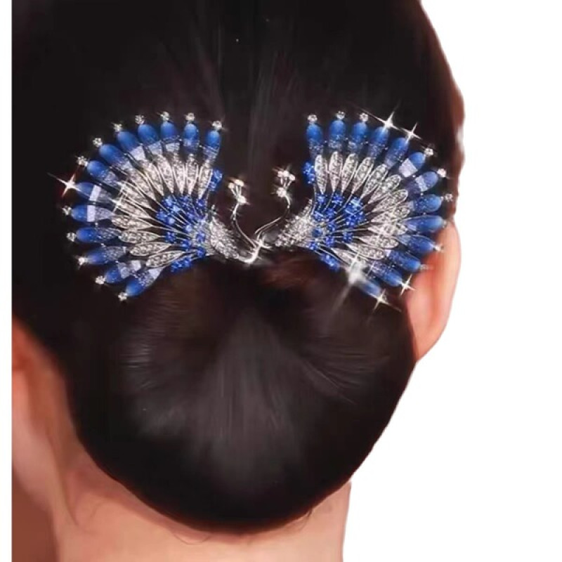 Vintage Blue Peacock Hair-clip