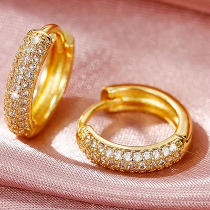 Gold plated 3layer stone Earrings (কালার গ্যারান্টি)