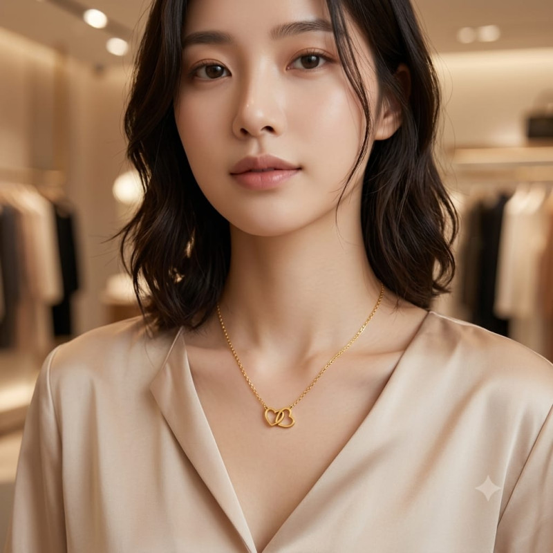 Korean Double heart necklace