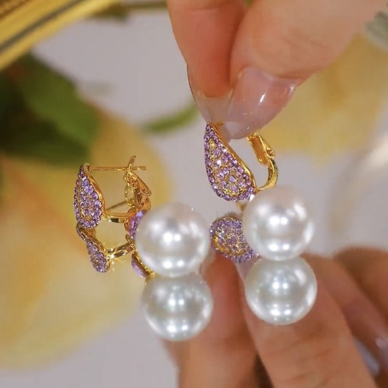 korean Zircon Pearl Earrings