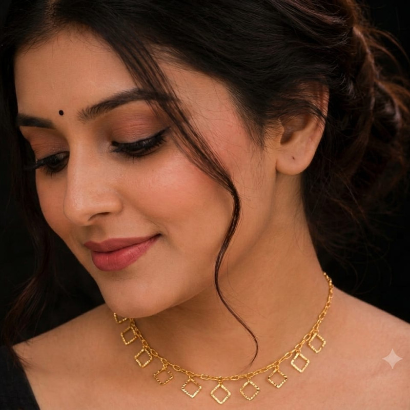 22k লেজার কাট গোল্ডেন নেকলেস