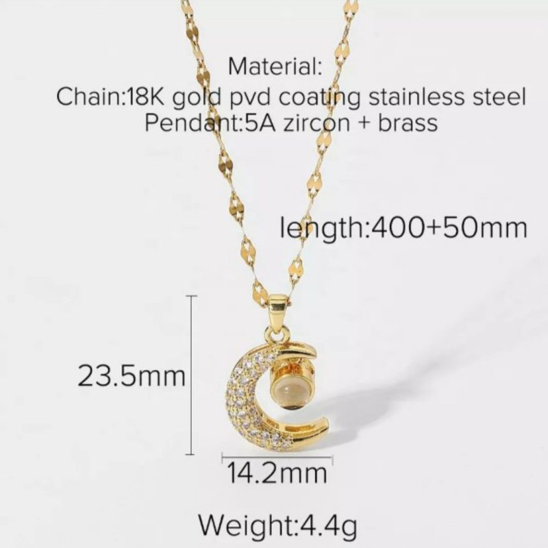 Moon locket necklace with chain