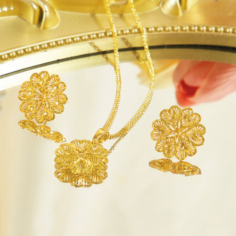 Heart-Shaped Floral jewelry set