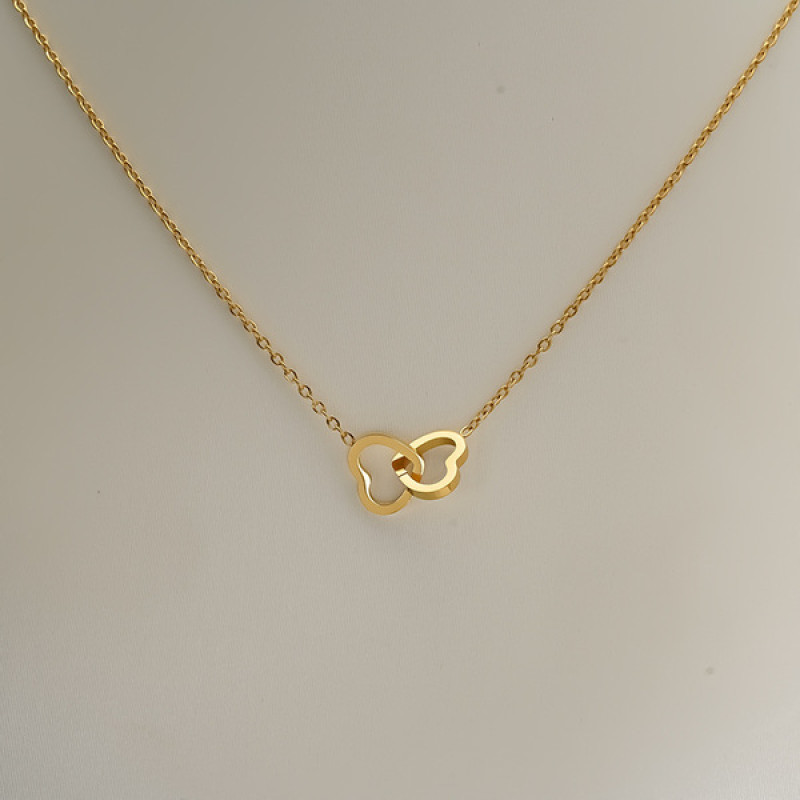 Korean Double heart necklace